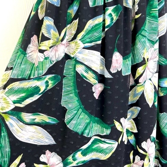 Maette - Black Tropical Colorful Multi Purpose Lined Midi Dress Size Medium - Picture 4 of 12